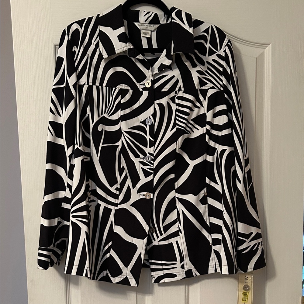 Allison Daley Monochrome Abstract Shirt size 20W